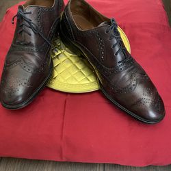 BOSTONIAN  Vero Cuoio Men’s Wingtip Oxford  Lace Up Dress Shoes Burgundy Size 9M   Made in Italy 🇮🇹