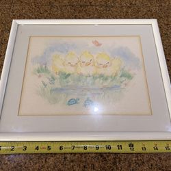 Cute Ducking Water Color Picture Framed
