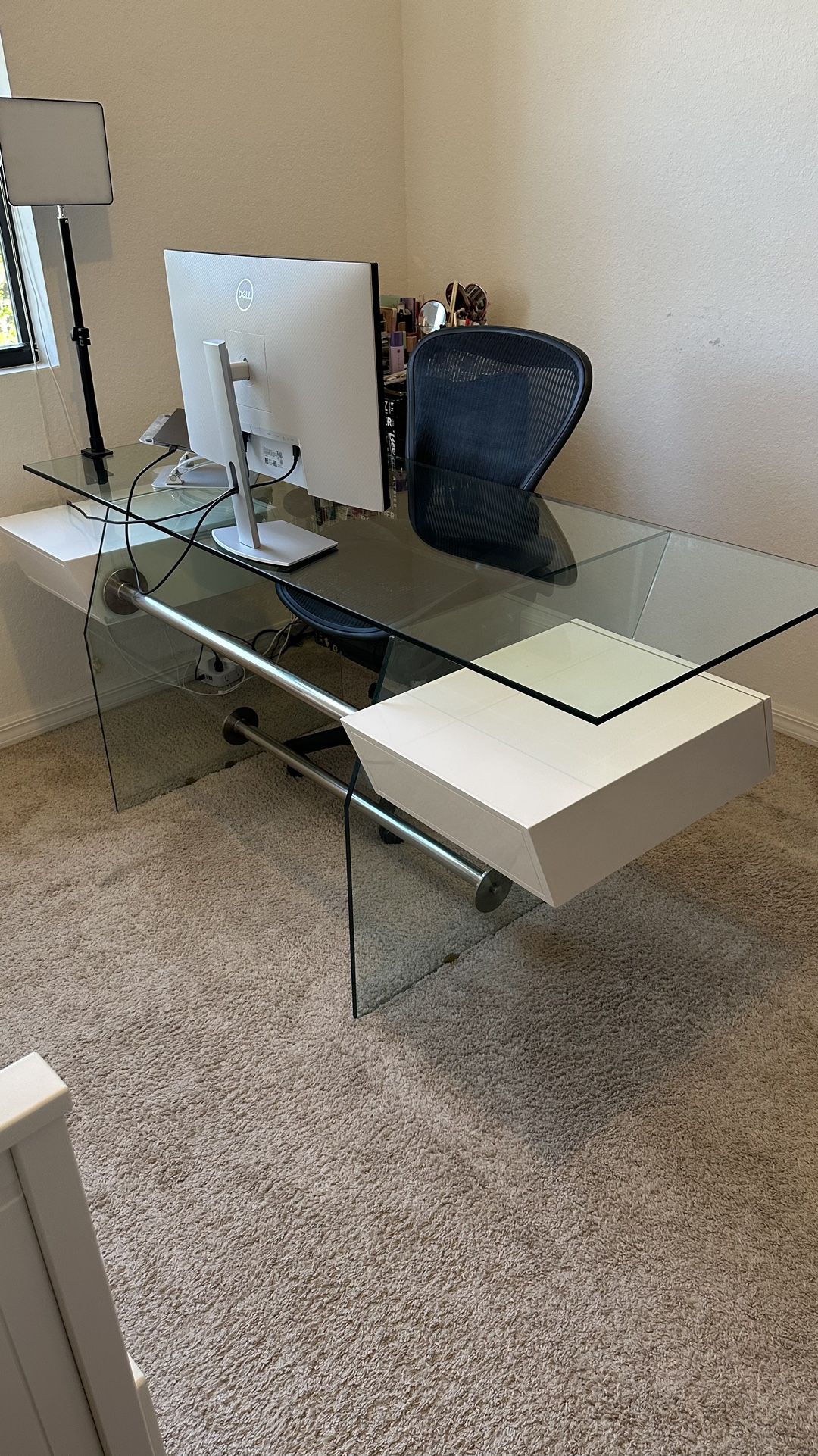 El Dorado Furniture Large Tempered Glass Office Desk 27,5” W x 69” L x 29” H