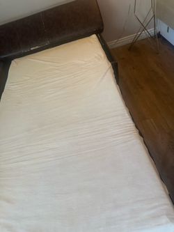 Twin Size Folding Ottoman Sleeper Bed with Mattress, Convertible Ottoman into Sofa Bed