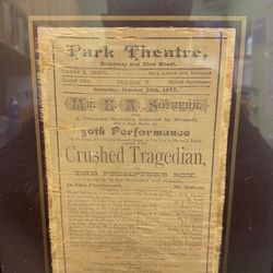 Antique 1877 Broadway Playbill Made From Fabric/silk