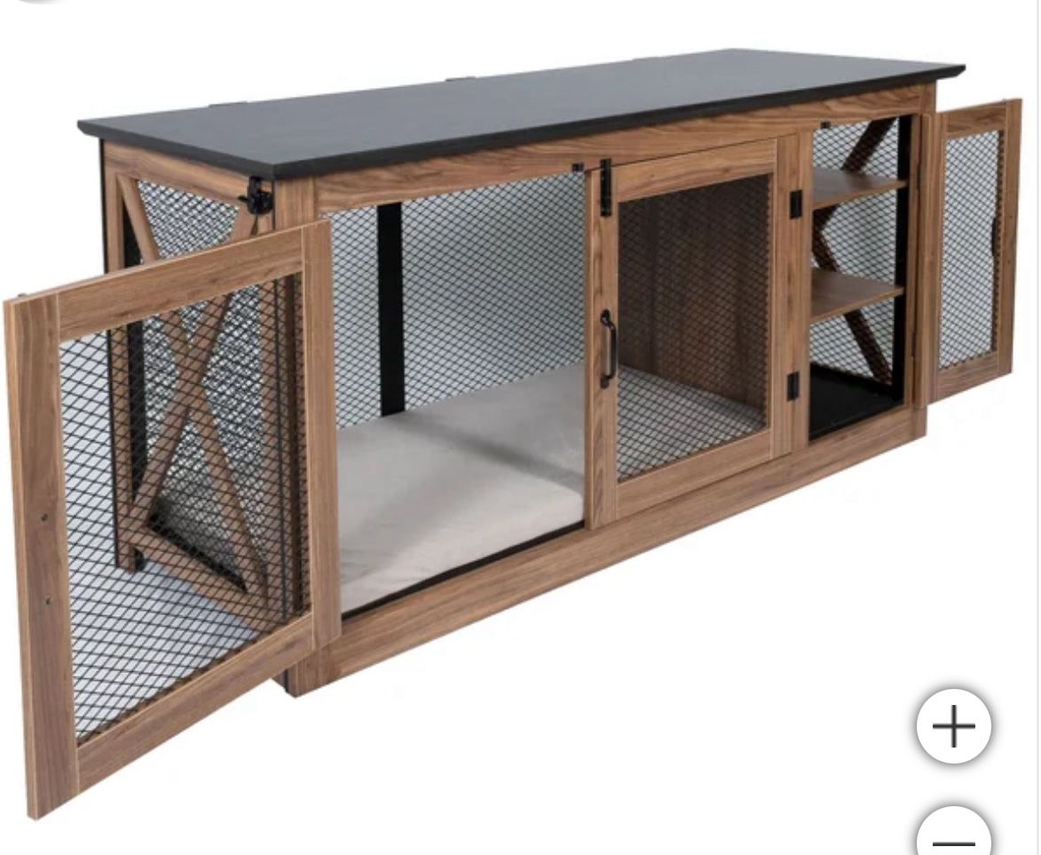 65" Cooper Dog Crate Credenza with Shelves & Mat Kit