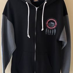 Men’s Two-Tone Jersey Jacket with the logo of ,”the Confederate Tribes of Grand Rhonde