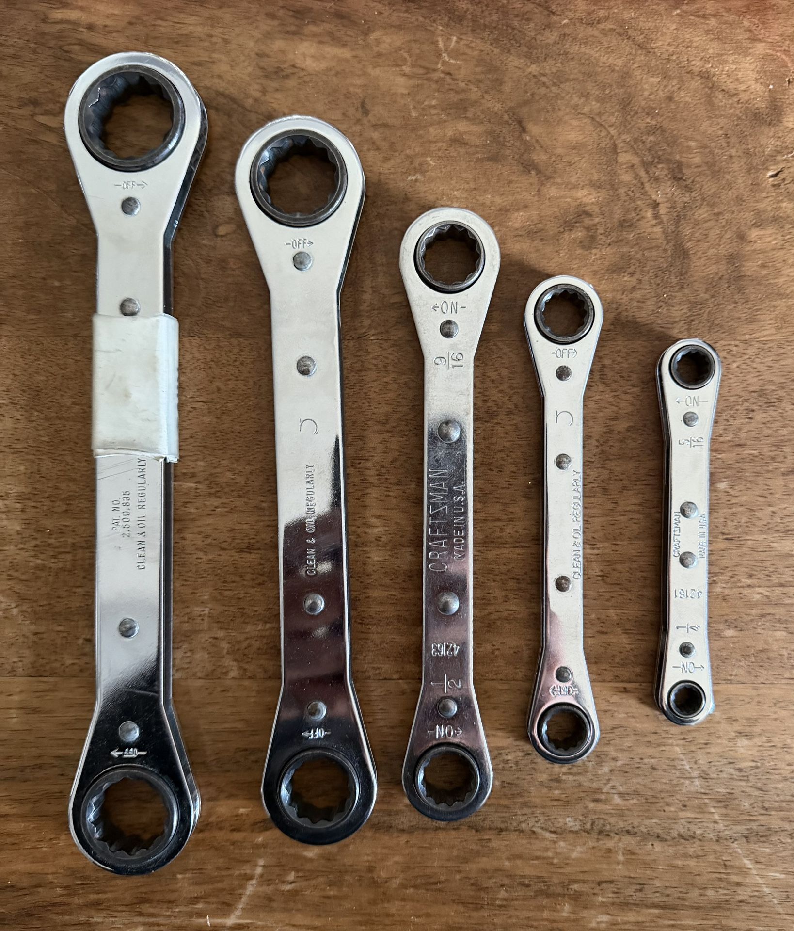 5 Pcs Ratchening Double Head Wrenches