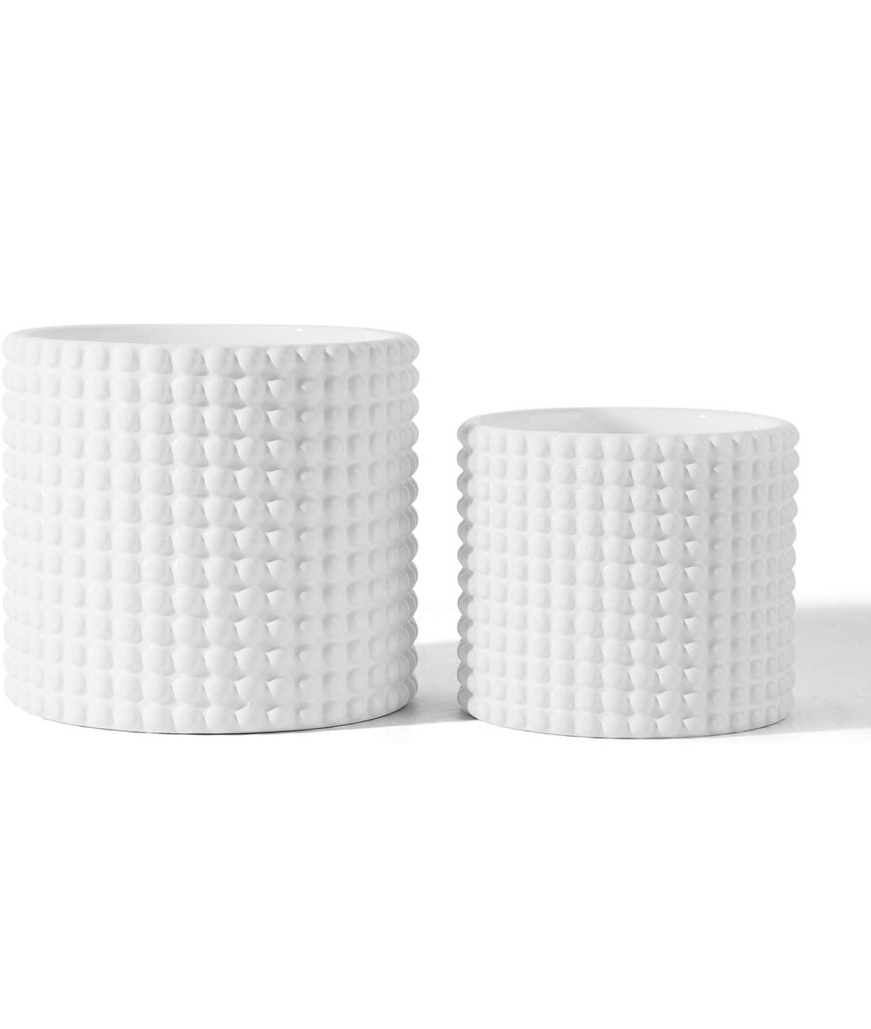 White Ceramic Vintage Style Hobnail Patterned Planter Pots