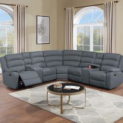 3-Piece Reclining Sectional Set.   Manual   Nuevo Reclinable Set De 3 Pc Nuevo En Caja 