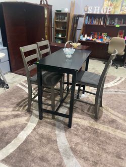 Solid wood with black finish high top counter dining table