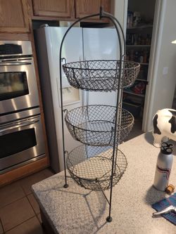 3-Tiered Wire Basket Stand