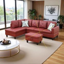 "97" Oversized Sectional Couch, Faux Leather -   Corner Seat Only