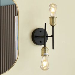 Brand New In The Box- HYH-BULB 2-Light Wall Sconce Bathroom Vanity Light Fixtures,Modern Mid Century Wall Lamp, Brushed Brass Wall Mounted Lighting fo