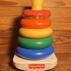 Vintage Fisher Price ROCK A STACK Stacking 5 Rings Learning Toy 1050 Complete