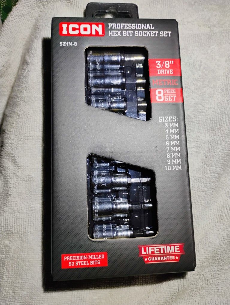 Icon 3/8" Drive Metric Professional Hex Bit Socket Set 