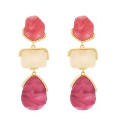 E287 -Beautiful Long Pink Earrings !