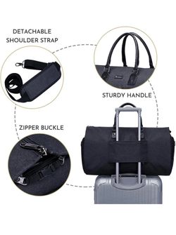 Convertible Garment Bag with Shoulder Strap, Modoker Carry on Garment y Duffel Bag for Men Women - 2 in 1 Hanging Suitcase Suit Travel Bags.. Black . 