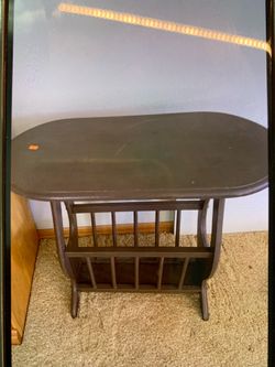 Dark Wood Side Table with Magazine Rack