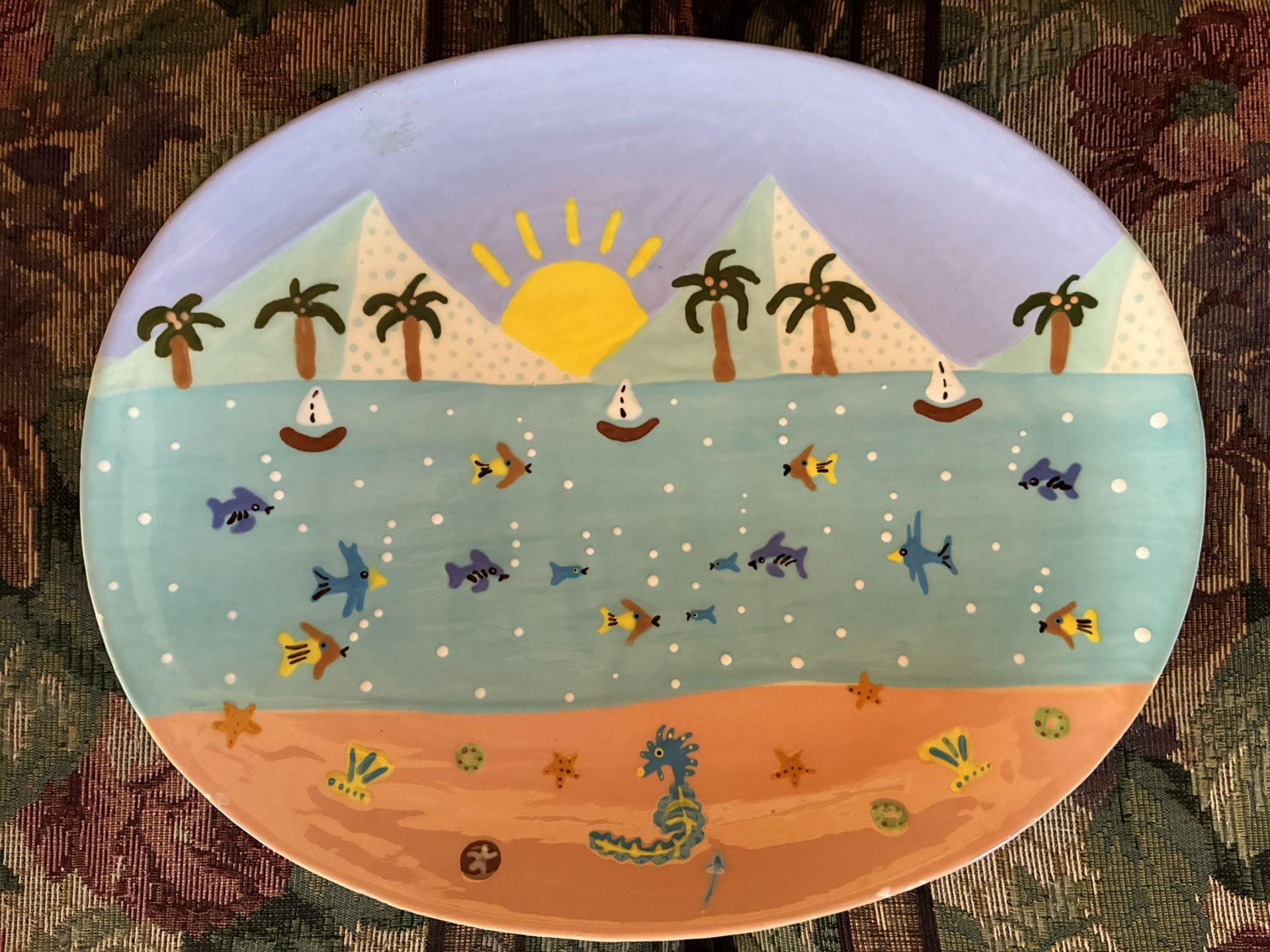 Hand Painted Beach Serving Platter