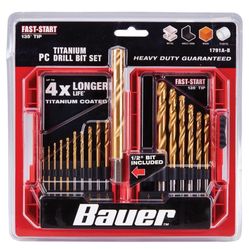 BRAND NEW IN PACKAGE Titanium drill bits have 4X longer life*, run cooler than ordinary bitsGet longer life with BAUER™ titanium drill bits. 