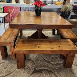 Dining Kitchen Table With 3 Bench