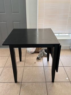 Black Wood Drop-Leaf Dining Table