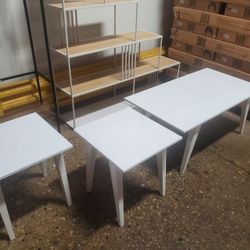 3 Pc White Coffee Table With Two End Tables (New In A Box)