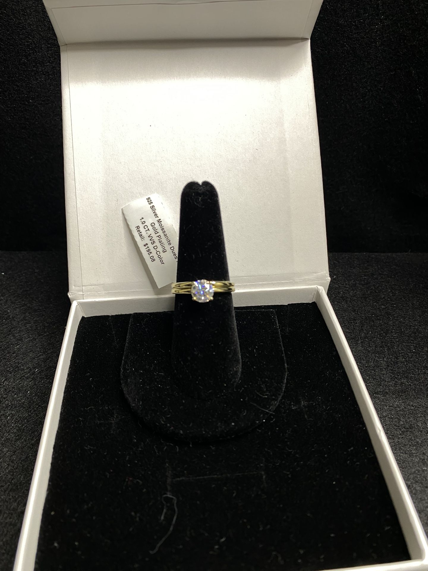 925 Silver (gold Over Silver ) Moissanite Diamond Ring & Band