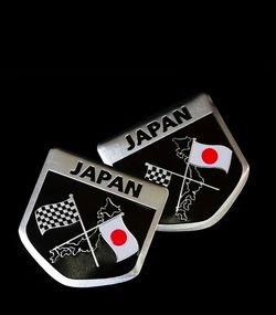 Japan Shield Metal Car Emblem Badges – Set of 2