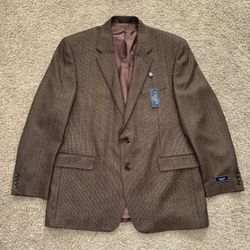 NEW! Chaps by Ralph Lauren 46L Sport Coat 100% Lambswool Houndstooth Blazer $225