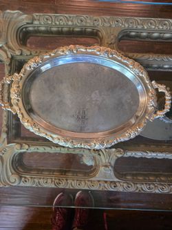Vintage Hand-Etched Egyptian Pharaonic Silver Serving Tray