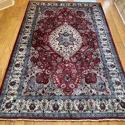 4.1 X 6.6 Wool & Silk Persian Tabriz Hand Knotted Fine Rug