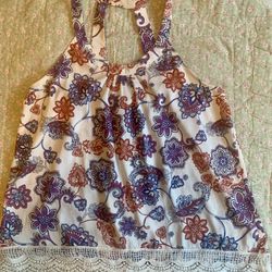 NWT Zoe & Rose (Nordstrom) Band Of Gypsies Boho Flowers Print Top Size L