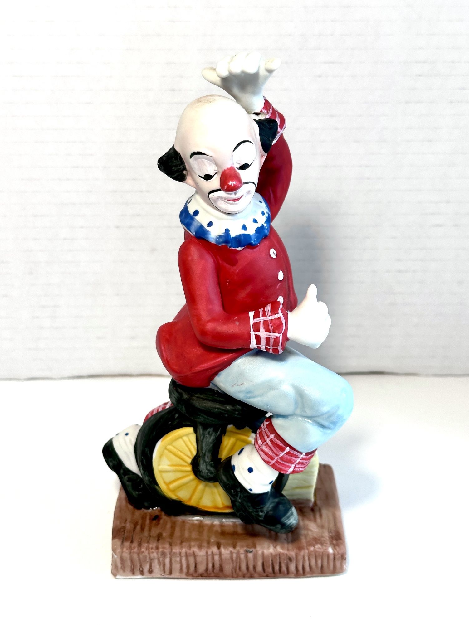 Vintage 1980s The Toscany Collection Clown Riding Unicycle Ceramic Figurine