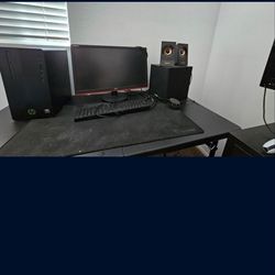 HP AMD RYZEN 5 DESKTOP W/ AOC GAMING MONITOR W/ LOGITECH SPEAKERS AND SUBWOOFER