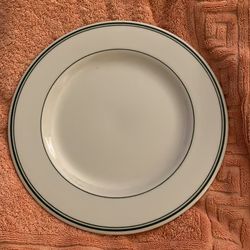 New dinner plate  restaurant quality off white with green circles