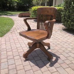 Antique Library Swivel Arm Chair 