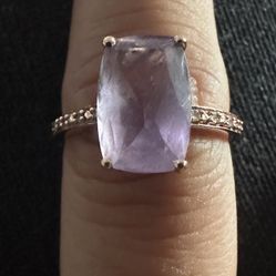 14k Rose Gold Purple Amethyst Diamond Ring 
