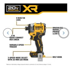 DEWALT XR 20-volt max 1/4-in Brushless Cordless Impact Driver (Battery Not Included and Charger Not Included )
Item # |
Model #DCF860B