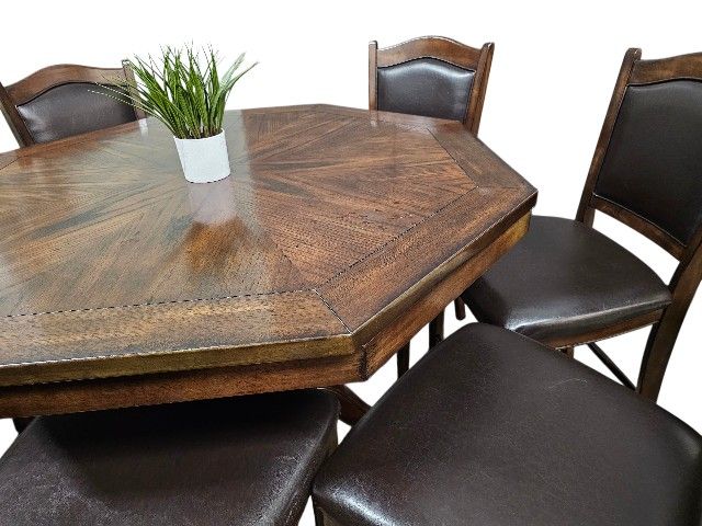 2-in-1 Game & Dining Table Set – Poker Top + 6 Chairs!