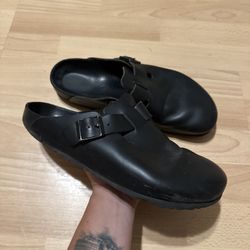 Birkenstock Boston Exquisite Men’s Black Leather Clogs Size 11-11.5 EU 44
