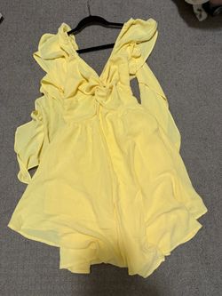 Yellow Ruffle Mini Dress-medium size