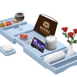 Brand New Royal Bamboo Adjustable Bathtub Caddy Tray 29”-43” (still sealed in box !)