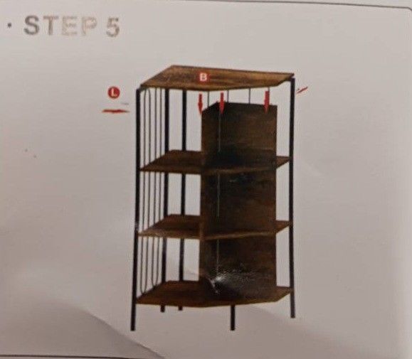 4 tier corner shelf unit walnut finish