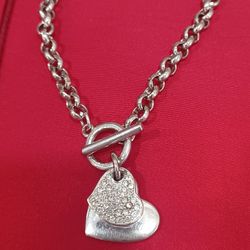 Nordstrom Silver Plated Cz "HEART" CHARM BRACELET- 7.50