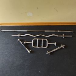 Standard 1inch Weight Lifting Straight Bar, Curl Bar, Triceps Bar And Dumbbell Handles--