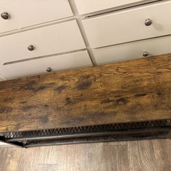 Shoe Bench, 3-Tier Shoe Rack, 28.7” Storage Entry Bench with Mesh Shelves Wood Seat, Rustic Foyer Bench for Hallway Front Door, Doorway, Living Room, 