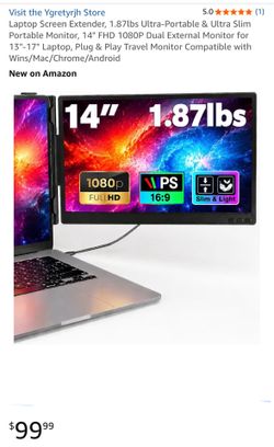 Ultra Slim & Lightweight Portable 14" FHD 1080P External Monitor