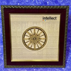 Ornate Gold-Plated Konark Sun Temple Wheel