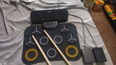 Roll-Up Electronic Drum Pad Kit with Speaker