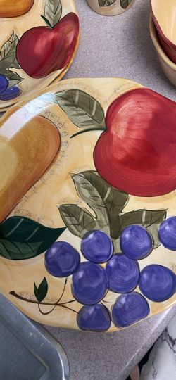 Hand-Painted Fruit Ceramic Dinner Plates Set