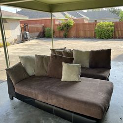 Mocha Brown L-Shaped Sectional Sofa–