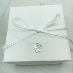 Nylon choker 925 SS bear charm necklace